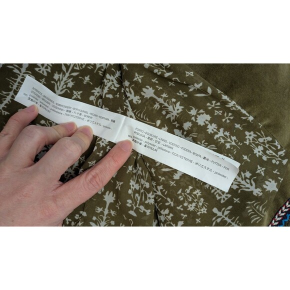 Zara Embroidered Velvet Jacket S Floral Boho Indie Retro Hippie Art Olive Green - Picture 11 of 14